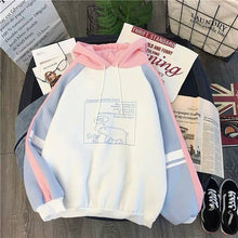 Load image into Gallery viewer, Women Plush Cute Bear Print Hoodie Long Sleeve  Hoody Female  Sweatshirts Loose Size Lovely Cotton Treetwear Top Spring Clothes