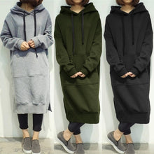 Load image into Gallery viewer, Women&#39;s Casual Loose Long Hoodies Autumn Solid Color Sweatshirt Hooded Sweatshirt Dress