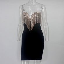 Load image into Gallery viewer, Slaygirl Mini Party Sexy Dress Women Party Club Tassel Dresses Bodycon Female Strapless Sequin Dress Summer Autumn Vestidos