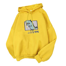 Load image into Gallery viewer, Harajuku Cartoon Dinosaur Print Hoodies Women Casual Long Sleeve Loose Hooded Sweatshirt Autumn Winter Fleece Hoody Pullover Top