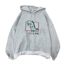 Load image into Gallery viewer, Harajuku Cartoon Dinosaur Print Hoodies Women Casual Long Sleeve Loose Hooded Sweatshirt Autumn Winter Fleece Hoody Pullover Top