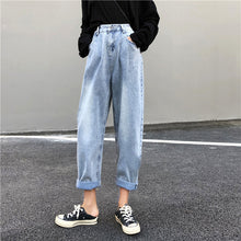 Load image into Gallery viewer, Women high waist boyfriend jeans for women mom jeans dropshipping  new spring Cotton blue denim harem pants