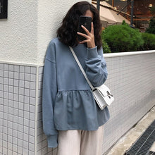 Load image into Gallery viewer, Women Hoodie Sweatshirts 2019 autumn harajuku solid Ruffle Long Sleeve Hoodies O Neck Pullover Tops Casual Loose Thin Sweatshirt