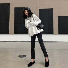 Load image into Gallery viewer, Women Hoodie Sweatshirts 2019 autumn harajuku solid Ruffle Long Sleeve Hoodies O Neck Pullover Tops Casual Loose Thin Sweatshirt