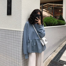 Load image into Gallery viewer, Women Hoodie Sweatshirts 2019 autumn harajuku solid Ruffle Long Sleeve Hoodies O Neck Pullover Tops Casual Loose Thin Sweatshirt