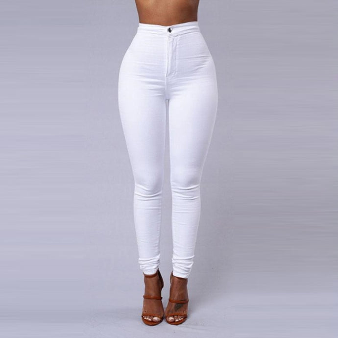 Candy Color Skinny Jeans Woman White Black High Waist Render Jeans Vintage Sexy Long Pants Femme Casual Pencil Pants Denim Jeans